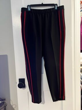 Banana Republic Black Cropped Pants with Red Pinstripes